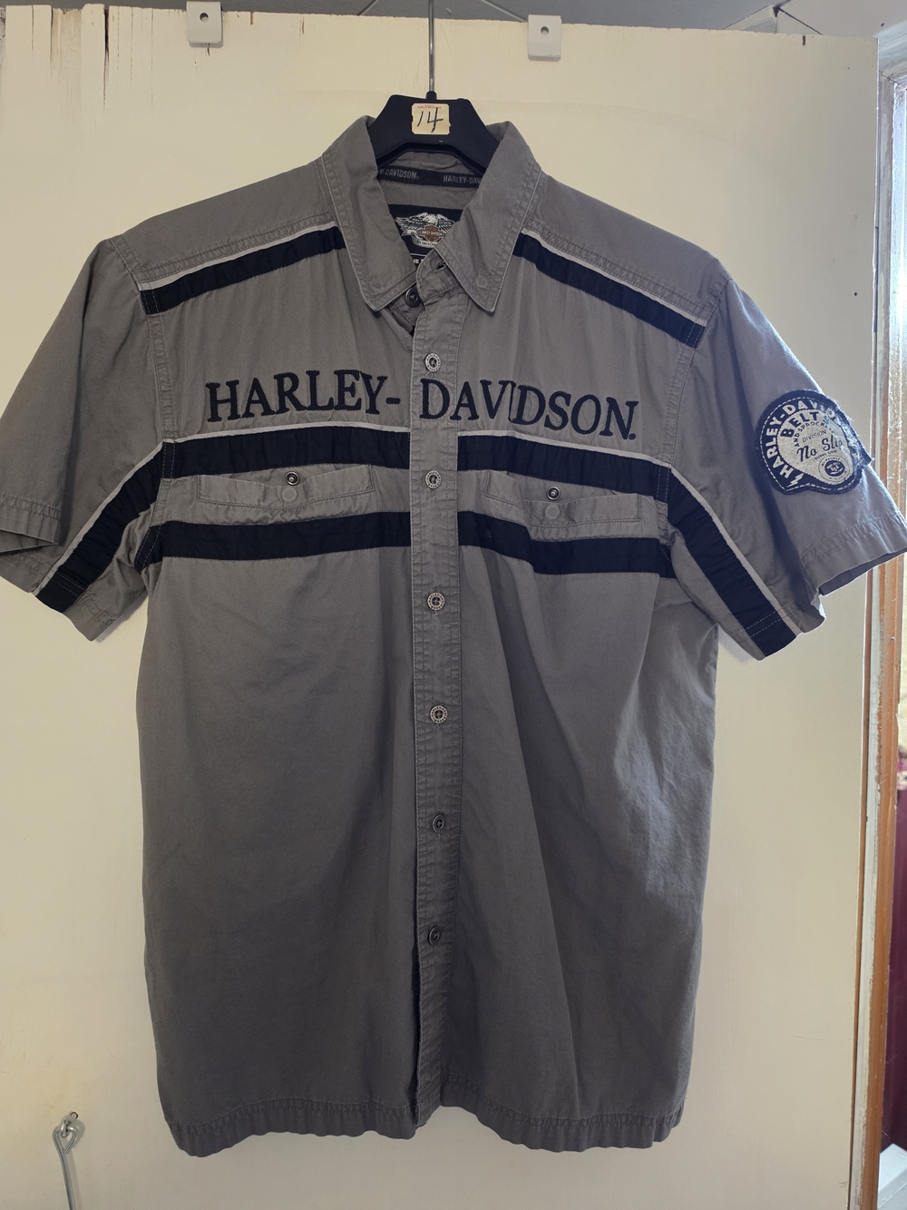 Harley-Davidson Men's Short-Sleeve Button-Up Shirt in Gray